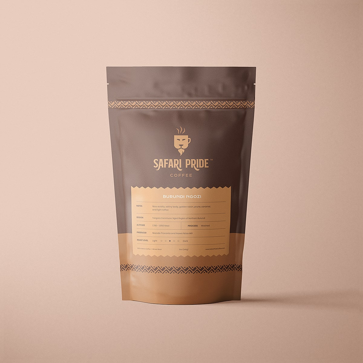 Safari Pride Coffee BURUNDI NGOZI Blend Bag Front