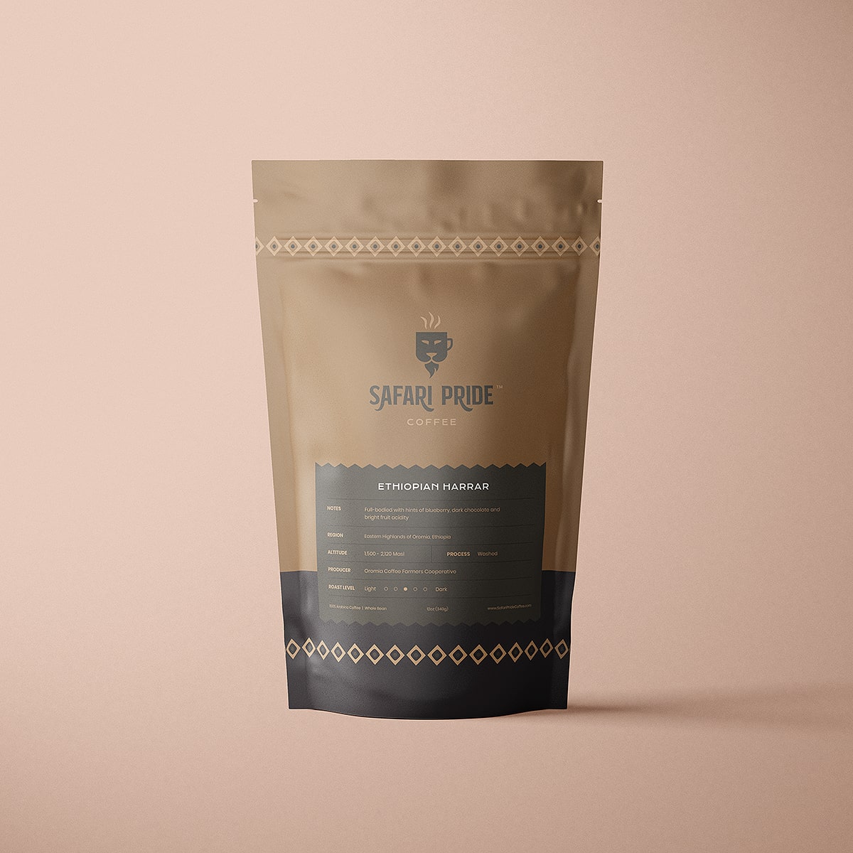 Safari Pride Coffee ETHIOPIAN HARRAR Blend Bag Front