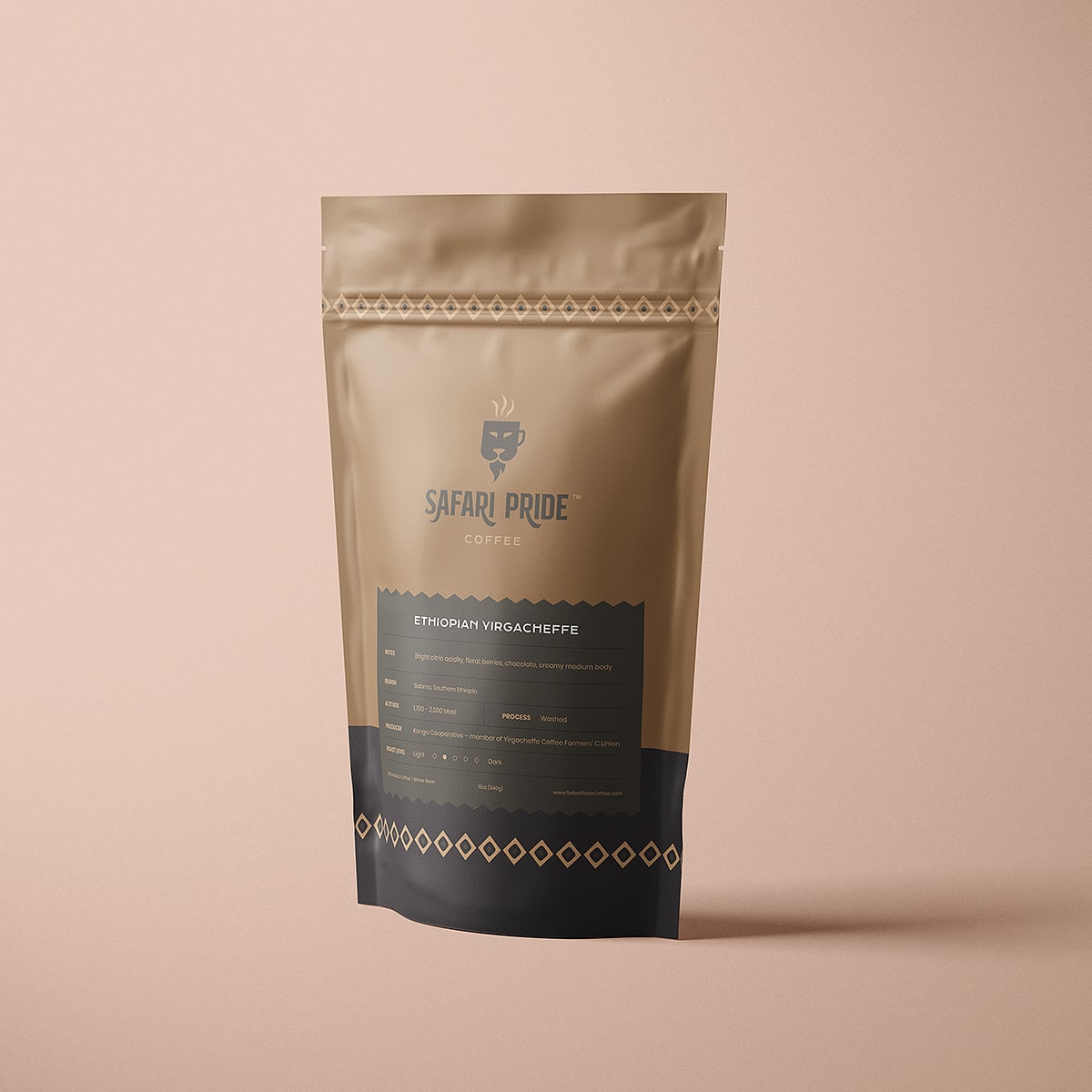 Safari Pride Coffee ETHIOPIAN VIRGACHEFFE Blend Bag