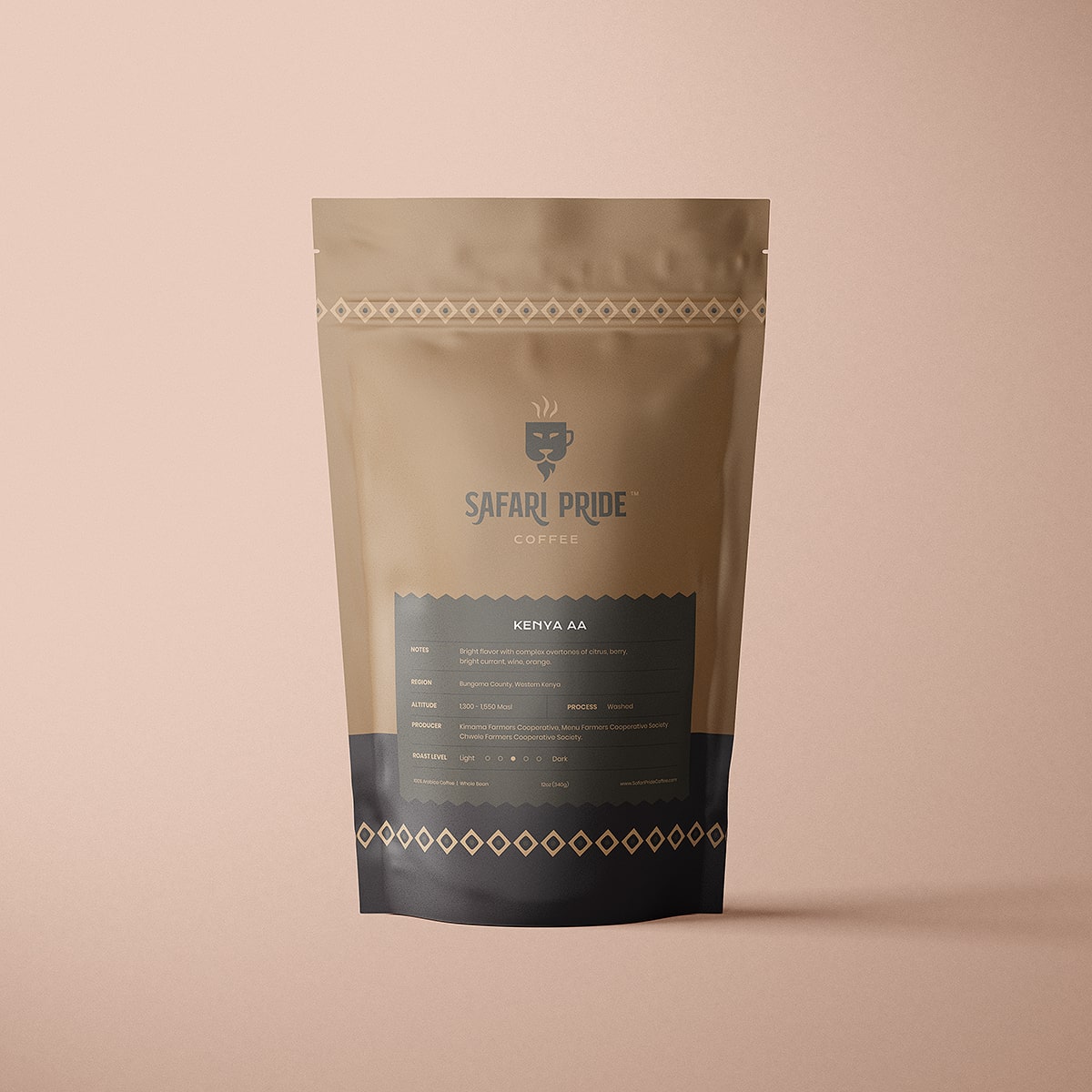 Safari Pride Coffee KENYA AA Blend Bag Front