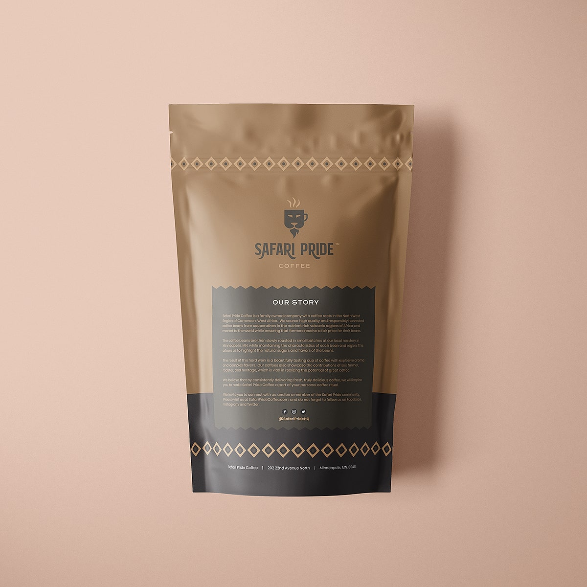 Safari Pride Coffee KENYA AA Blend Bag Back